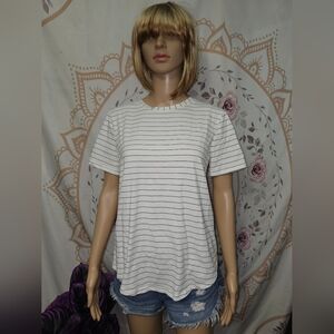 EUC Lululemon Black & White Striped Women's Top Sz 10